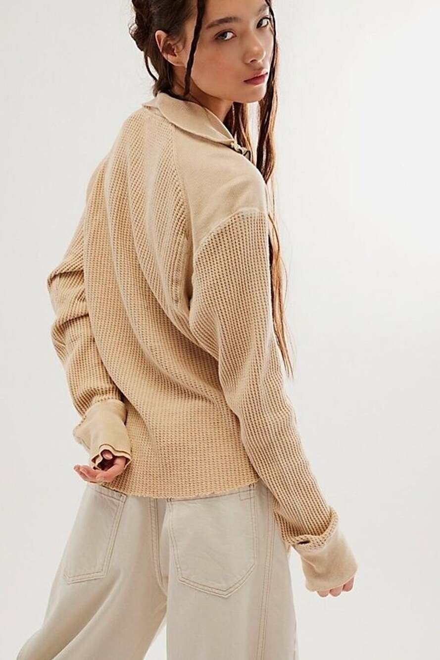 Free People FP One Ashton Zip Thermal Long Sleeve Ribbed Top M - Picture 2 of 10